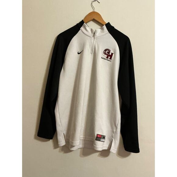 Dri-fit Adv Tour Long Sleeve Golf Shirt White Black Half Zipper Size M - Picture 1 of 12